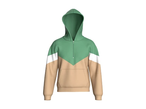 Sweat &agrave; capuche &agrave; demi-zip et bloc de couleurs pour hommes, coupe &agrave; chevrons Modèle 3D