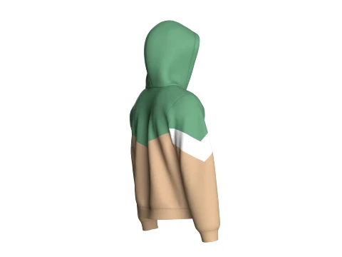 Men Color Block Chevron Cut Half-Zip Hoodie 3D Model