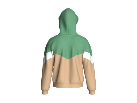 Men Color Block Chevron Cut Half-Zip Hoodie 3D Model