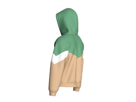 Men Color Block Chevron Cut Half-Zip Hoodie 3D Model