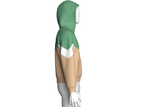 Men Color Block Chevron Cut Half-Zip Hoodie 3D Model