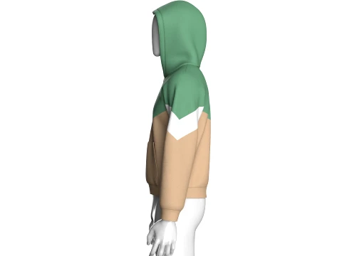 Men Color Block Chevron Cut Half-Zip Hoodie 3D Model