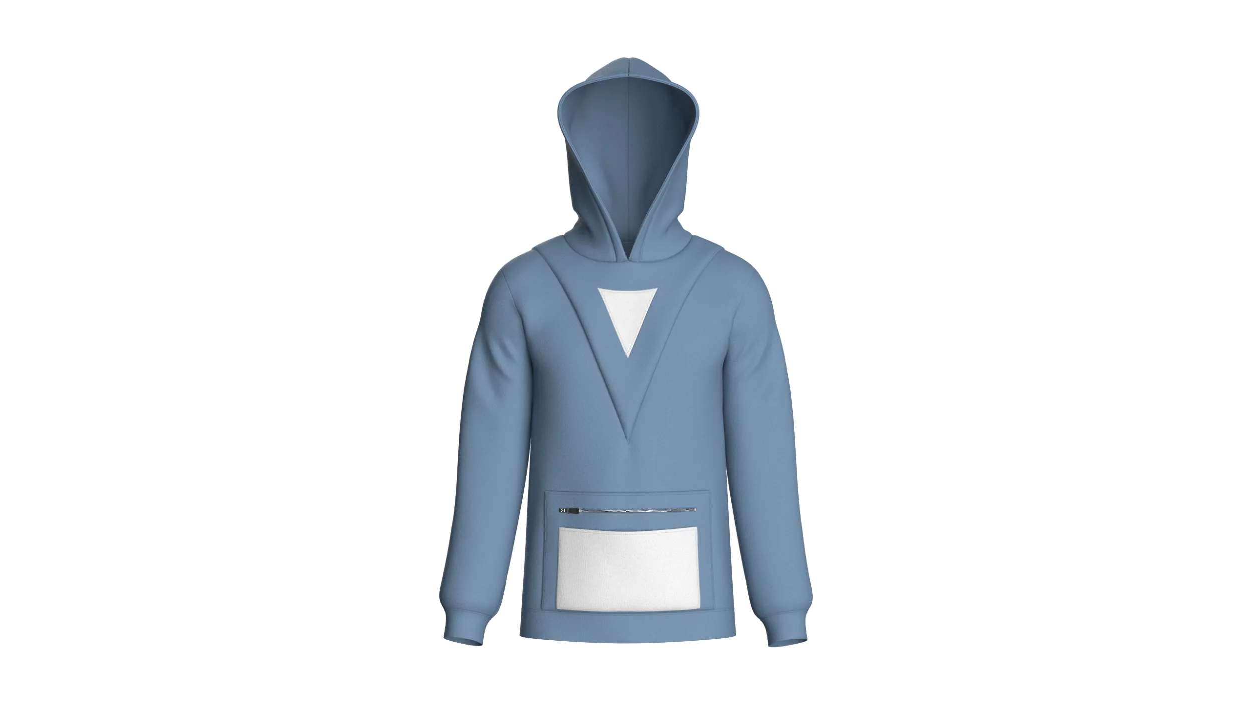 Men V-Neck Zip Pocket Hoodie 3D Model .c4d .max .obj .3ds .fbx .stl .blend 