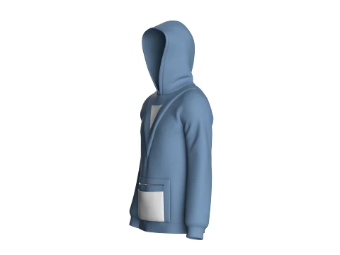 Men V-Neck Zip Pocket Hoodie 3D Model