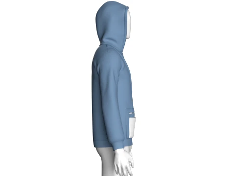 Men V-Neck Zip Pocket Hoodie 3D Model