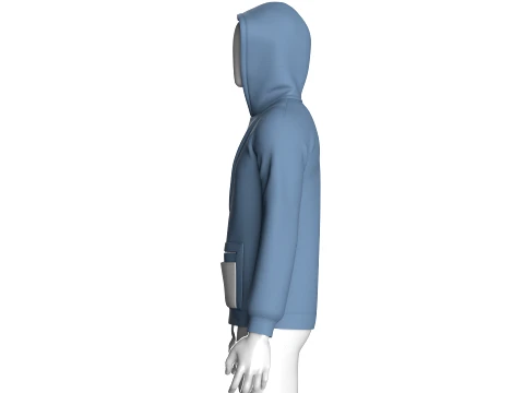 Men V-Neck Zip Pocket Hoodie 3D Model