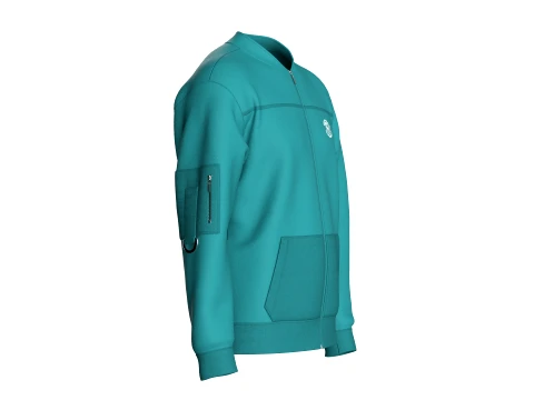 Men Full-Zip Graphic Bomber Jacket 3D Model