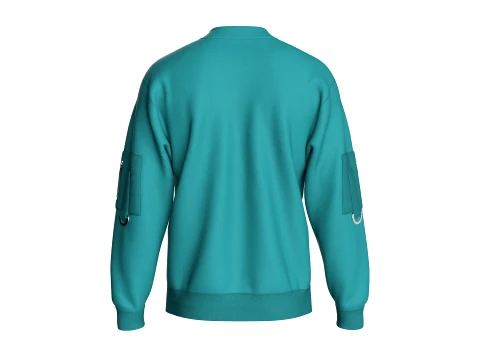 Men Full-Zip Graphic Bomber Jacket 3D Model