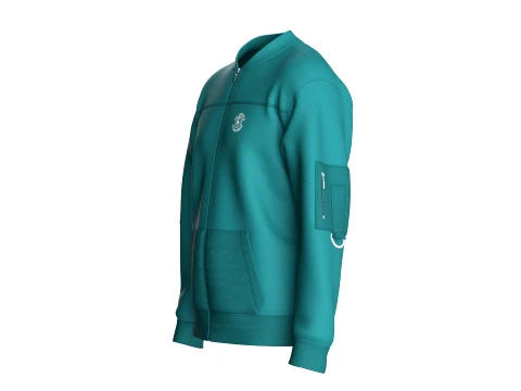 Men Full-Zip Graphic Bomber Jacket 3D Model
