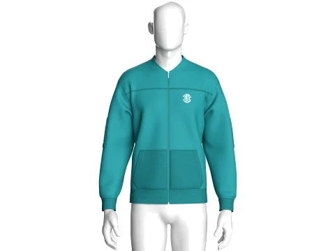 Men Full-Zip Graphic Bomber Jacket 3D Model