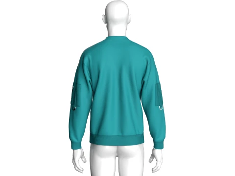 Men Full-Zip Graphic Bomber Jacket 3D Model