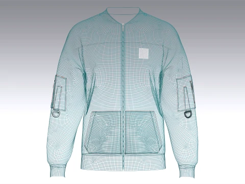 Men Full-Zip Graphic Bomber Jacket 3D Model
