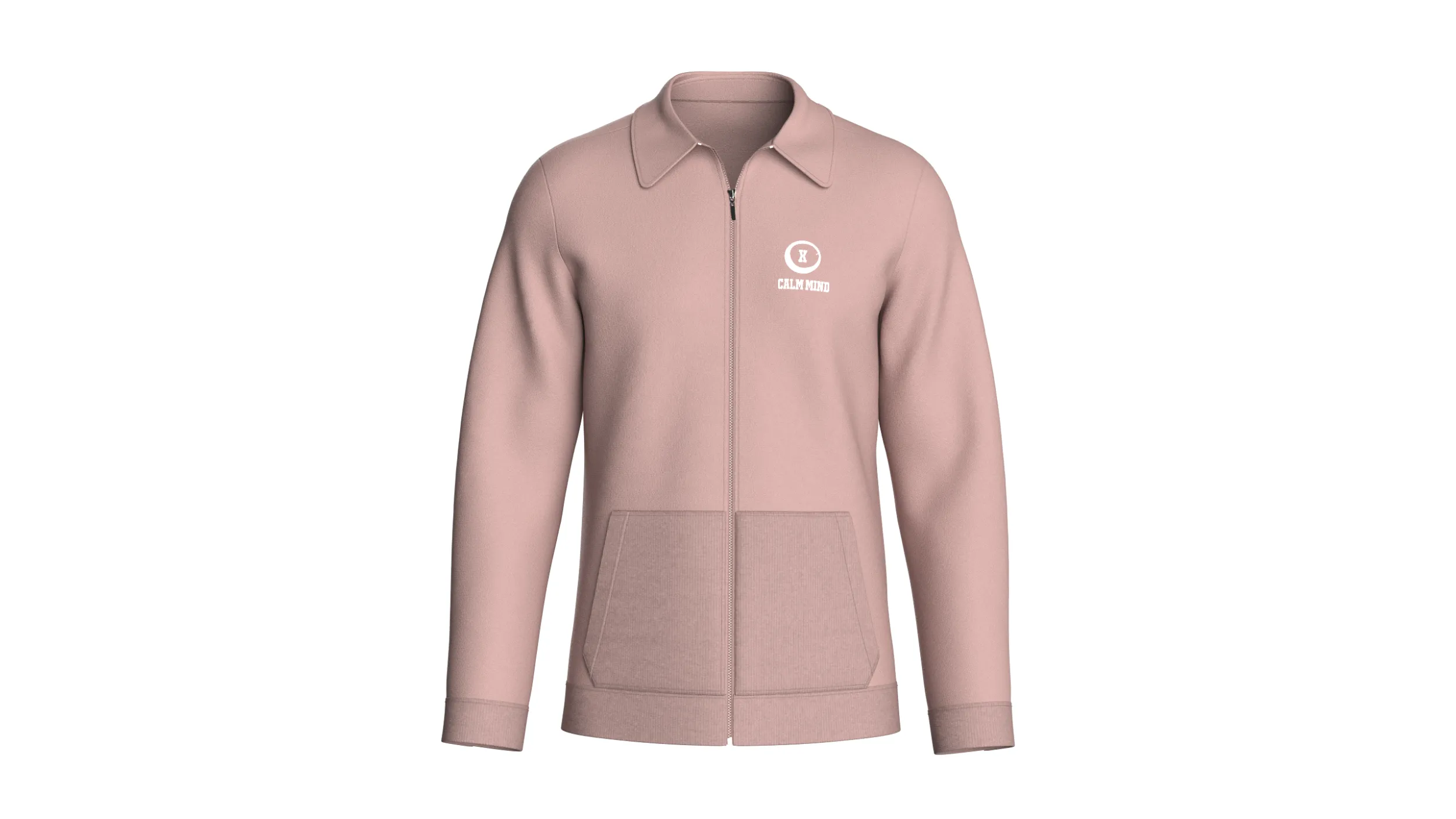 Men Dusty Pink Full-Zip Collared Track Jacket 3D Model .c4d .max .obj .3ds .fbx .stl .blend 