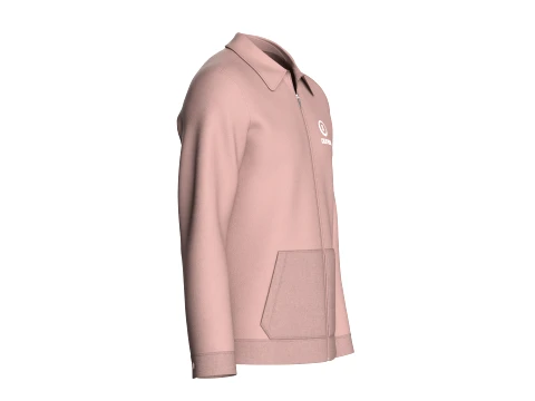 Men Dusty Pink Full-Zip Collared Track Jacket 3D Model