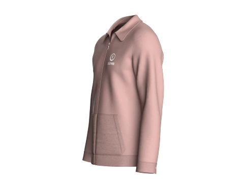 Men Dusty Pink Full-Zip Collared Track Jacket 3D Model