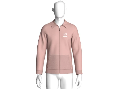 Men Dusty Pink Full-Zip Collared Track Jacket 3D Model