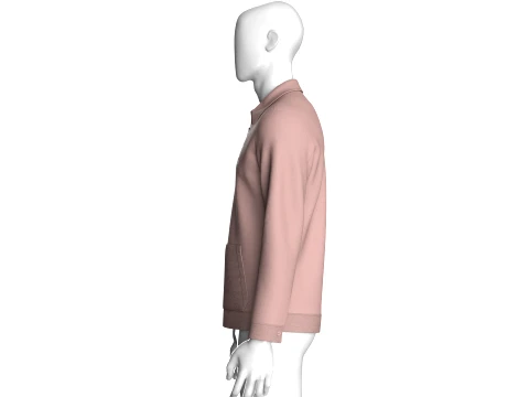 Men Dusty Pink Full-Zip Collared Track Jacket 3D Model