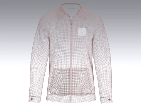 Men Dusty Pink Full-Zip Collared Track Jacket 3D Model