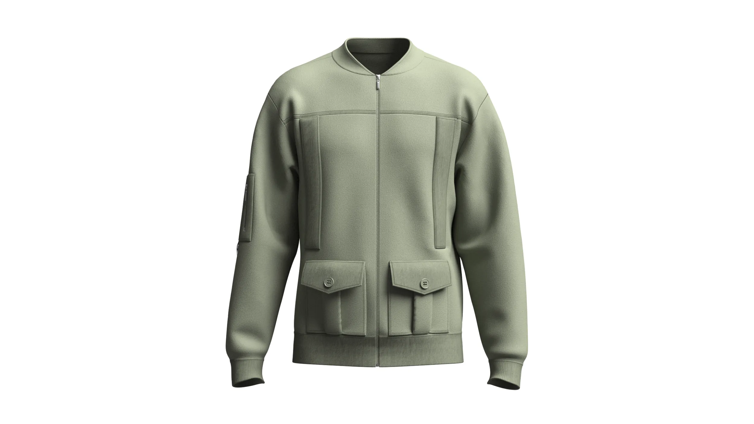 Men Dual Flap Pocket Bomber Jacket 3D Model .c4d .max .obj .3ds .fbx .stl .blend 