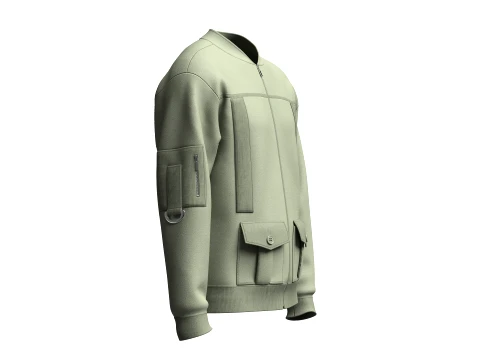 Men Dual Flap Pocket Bomber Jacket 3D Model