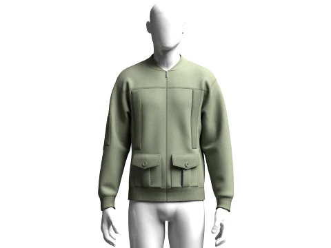 Men Dual Flap Pocket Bomber Jacket 3D Model