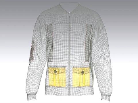 Men Dual Flap Pocket Bomber Jacket 3D Model