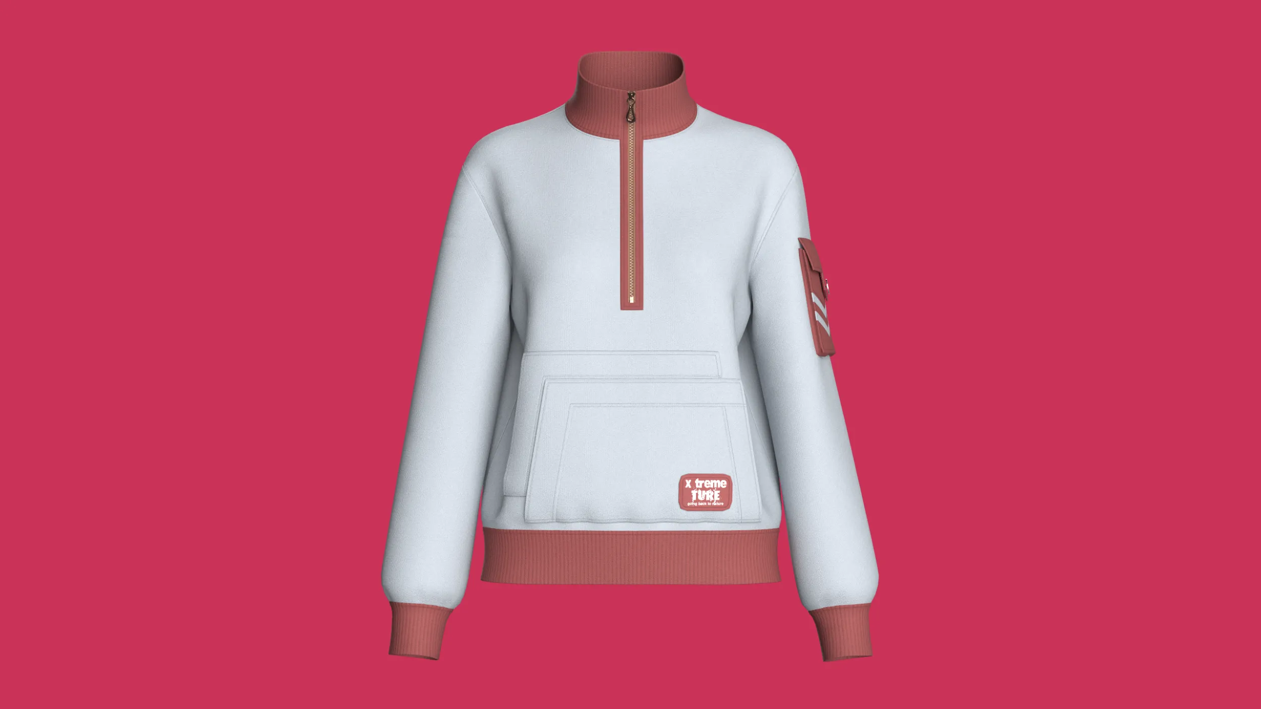 Girls Half-Zip Double Layer Pocket Jacket 3D Model .c4d .max .obj .3ds .fbx .stl .blend 
