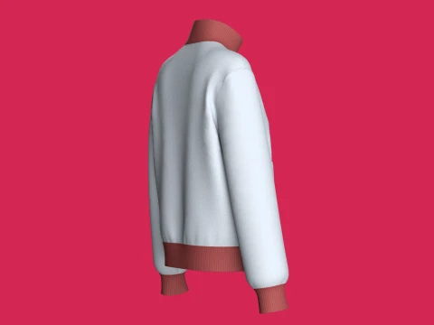 Girls Half-Zip Double Layer Pocket Jacket 3D Model