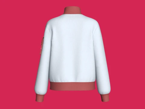 Girls Half-Zip Double Layer Pocket Jacket 3D Model