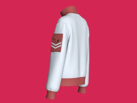 Girls Half-Zip Double Layer Pocket Jacket 3D Model