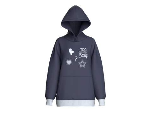 Sweat &agrave; capuche surdimensionn&eacute; &agrave; imprim&eacute; graphique pour fille Modèle 3D