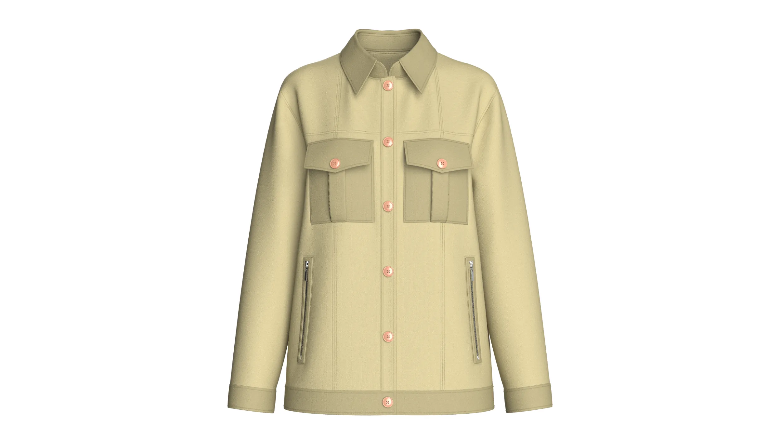Girls Button-Up Jacket With Cargo Pockets 3D Model .c4d .max .obj .3ds .fbx .stl .blend 