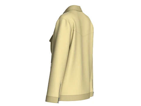 Girls Button-Up Jacket With Cargo Pockets 3D Model
