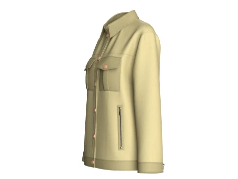 Girls Button-Up Jacket With Cargo Pockets 3D Model