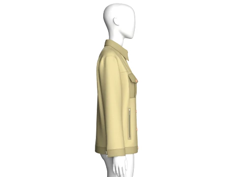 Girls Button-Up Jacket With Cargo Pockets 3D Model