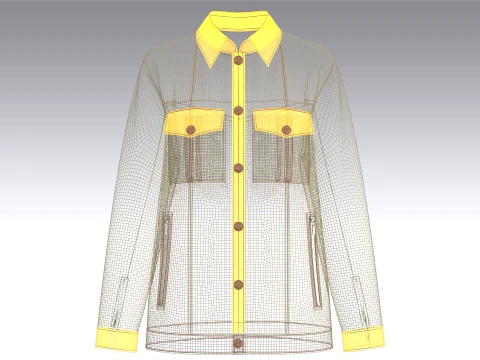 Girls Button-Up Jacket With Cargo Pockets 3D Model
