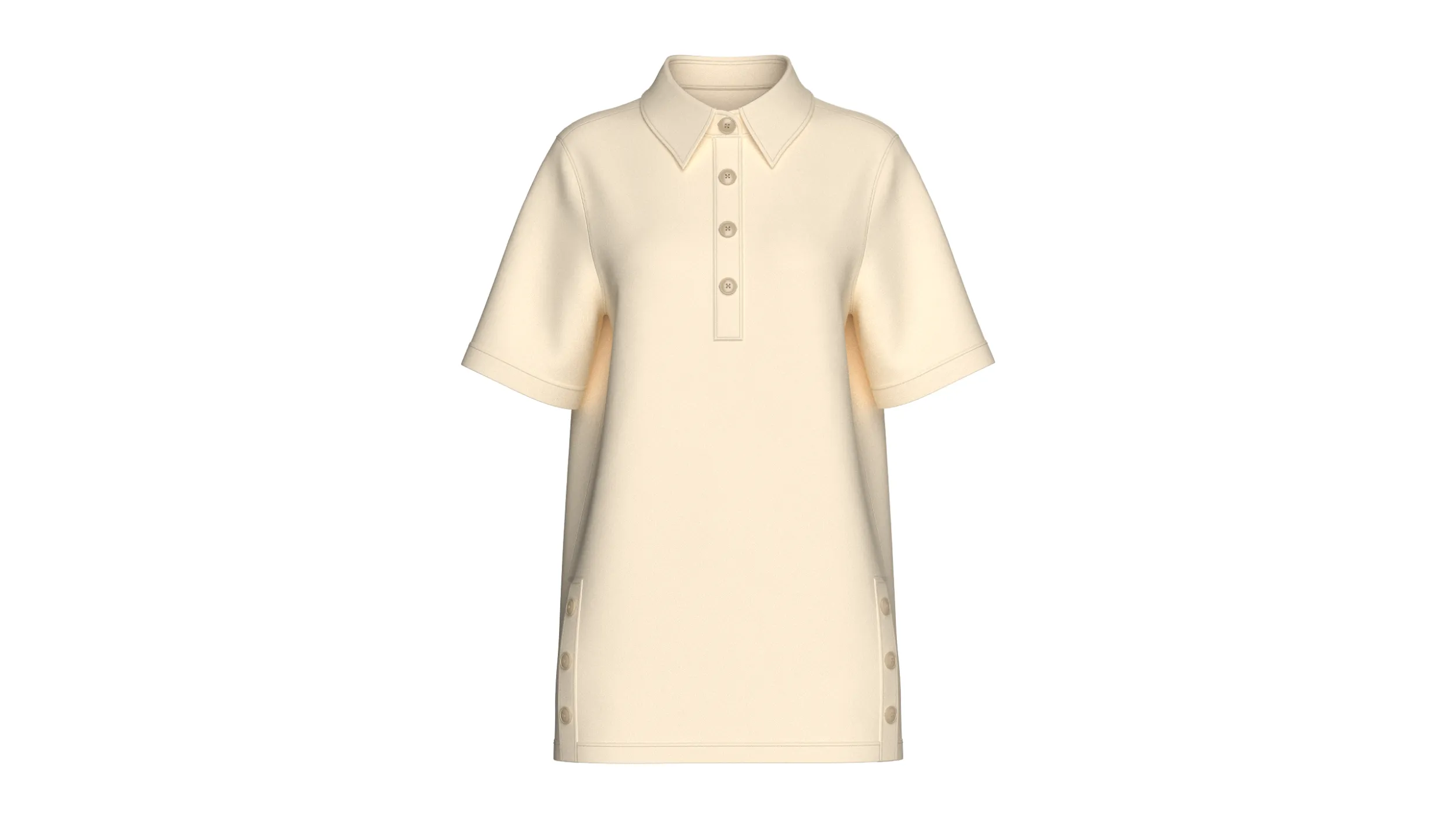 Girls Side Button Placket Long Polo Shirt 3D Model .c4d .max .obj .3ds .fbx .stl .blend 