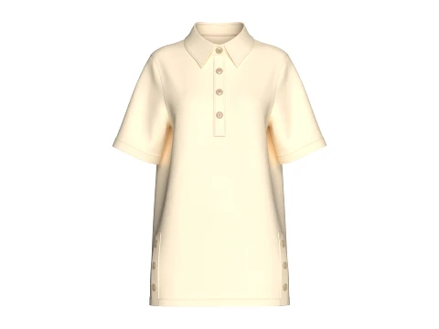 Camisa polo longa com carcela lateral para meninas Modelo 3D