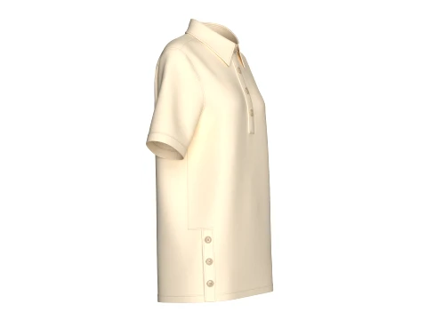 Girls Side Button Placket Long Polo Shirt 3D Model