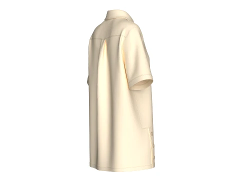 Girls Side Button Placket Long Polo Shirt 3D Model