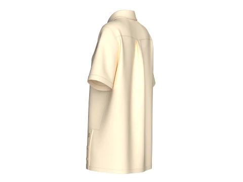 Girls Side Button Placket Long Polo Shirt 3D Model