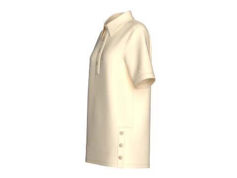 Girls Side Button Placket Long Polo Shirt 3D Model