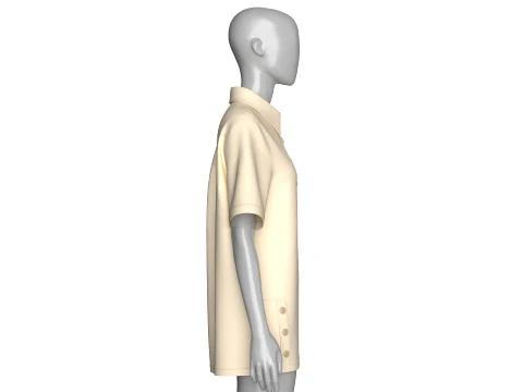Girls Side Button Placket Long Polo Shirt 3D Model
