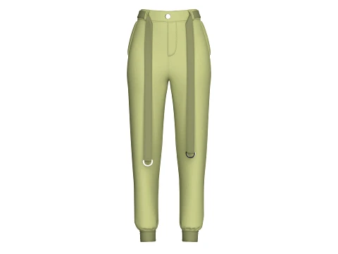 Joggers Techwear com alça em D para meninas Modelo 3D