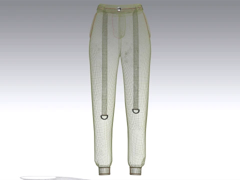 Girls D-Ring Strap Techwear Joggers 3D Model