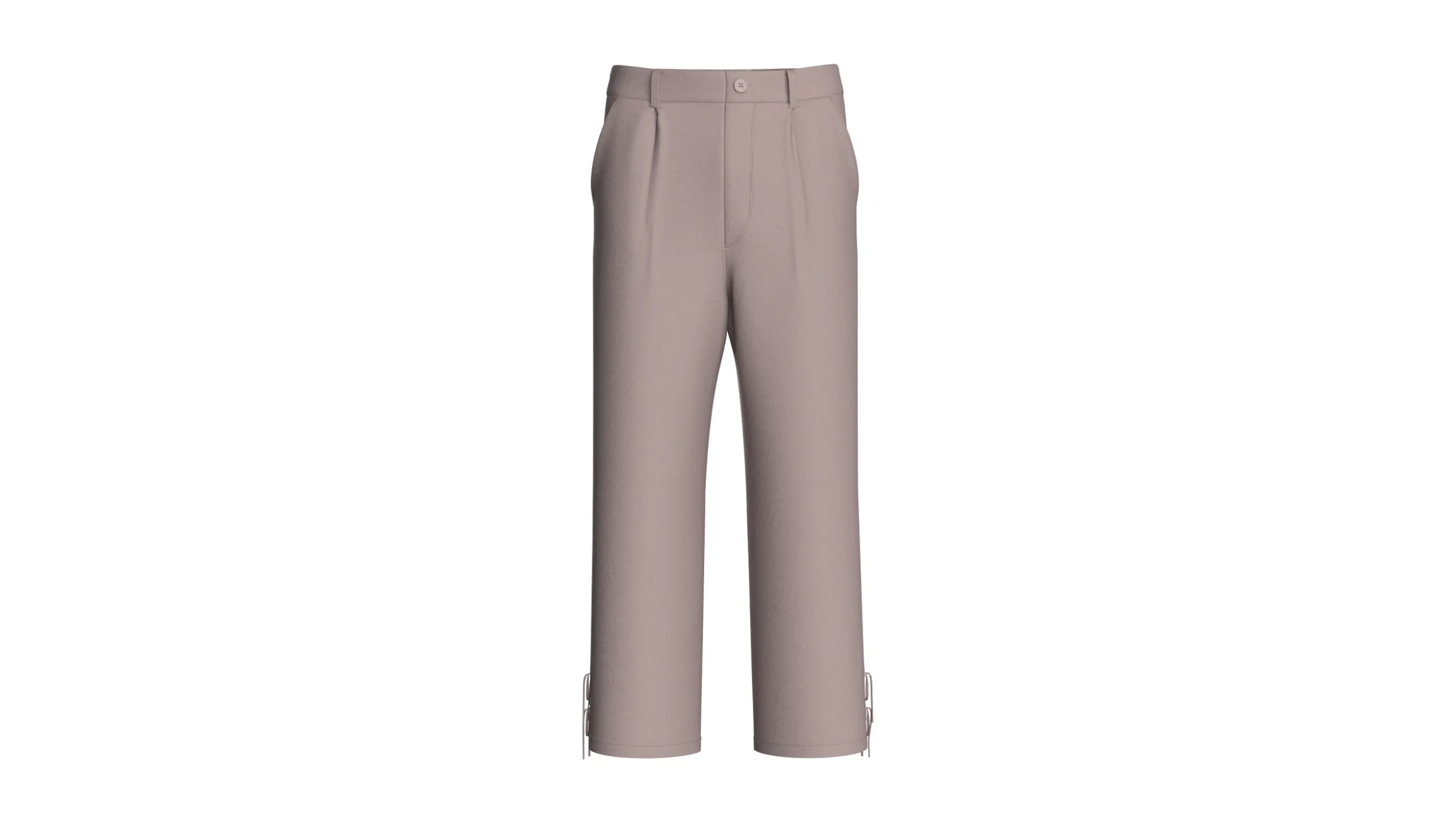Men Taupe Pleated Lace Up Pant 3D Model .c4d .max .obj .3ds .fbx .stl .blend 