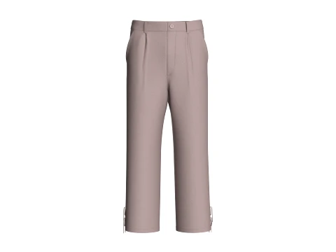 Calça masculina taupe plissada com cadarço Modelo 3D