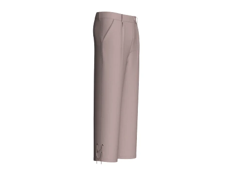Men Taupe Pleated Lace Up Pant 3D Model