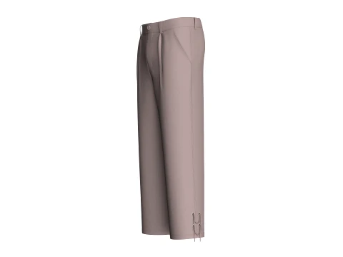 Men Taupe Pleated Lace Up Pant 3D Model