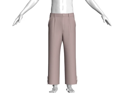 Men Taupe Pleated Lace Up Pant 3D Model